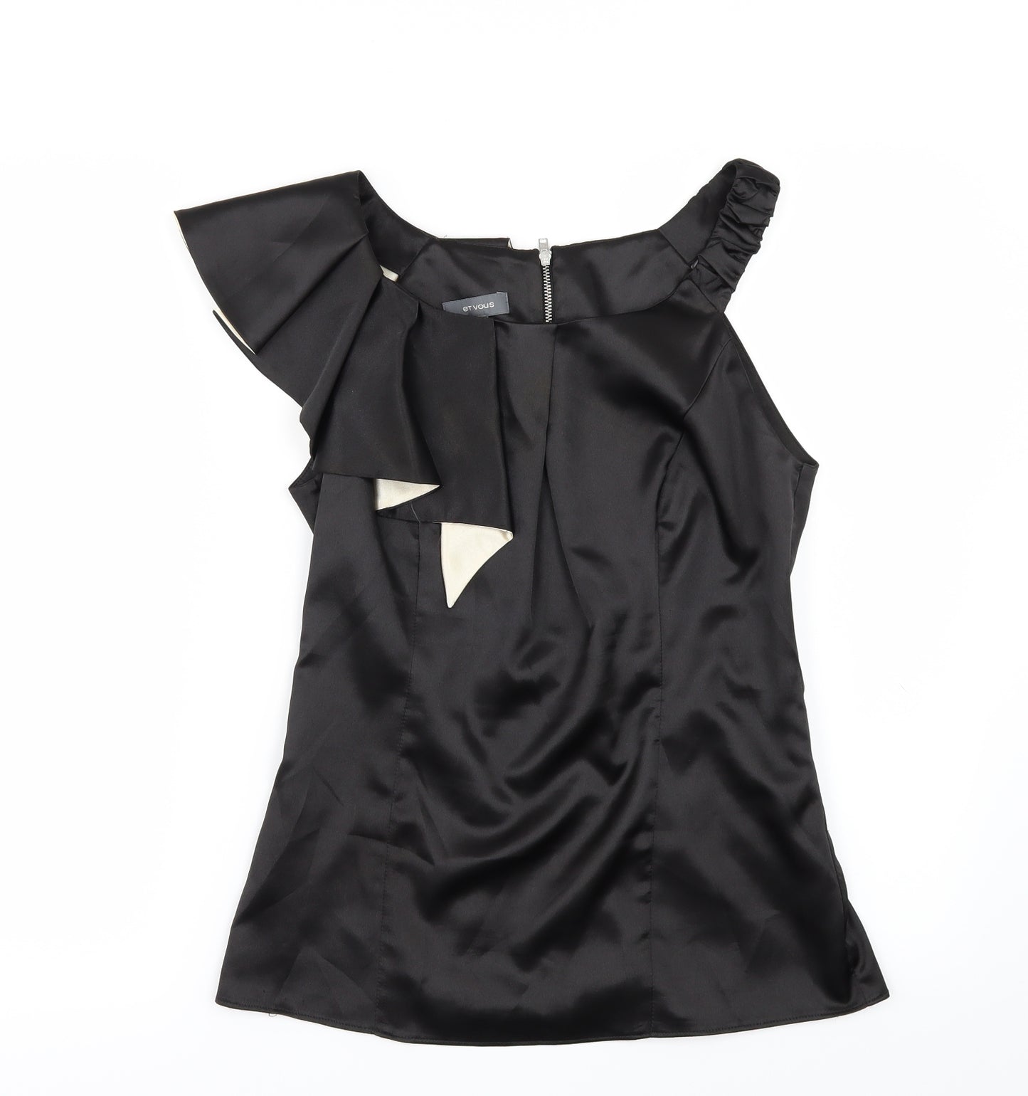 et vous Womens Black   Tunic Blouse Size 8  - Shoulder Detail