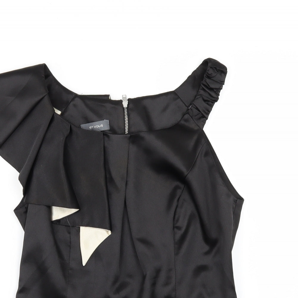 et vous Womens Black   Tunic Blouse Size 8  - Shoulder Detail