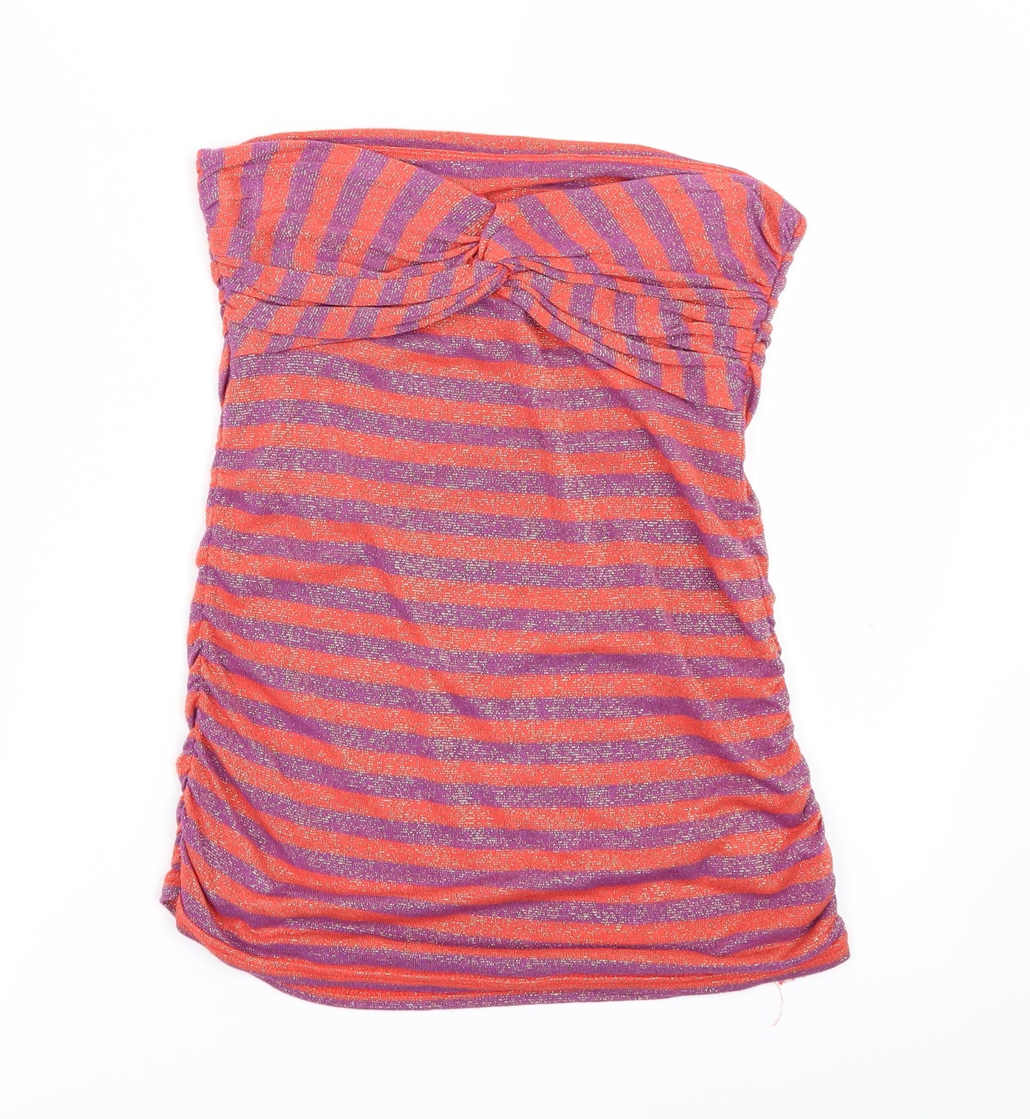 River Island Womens Orange Striped  Basic T-Shirt Size 10  - STRAPLESS