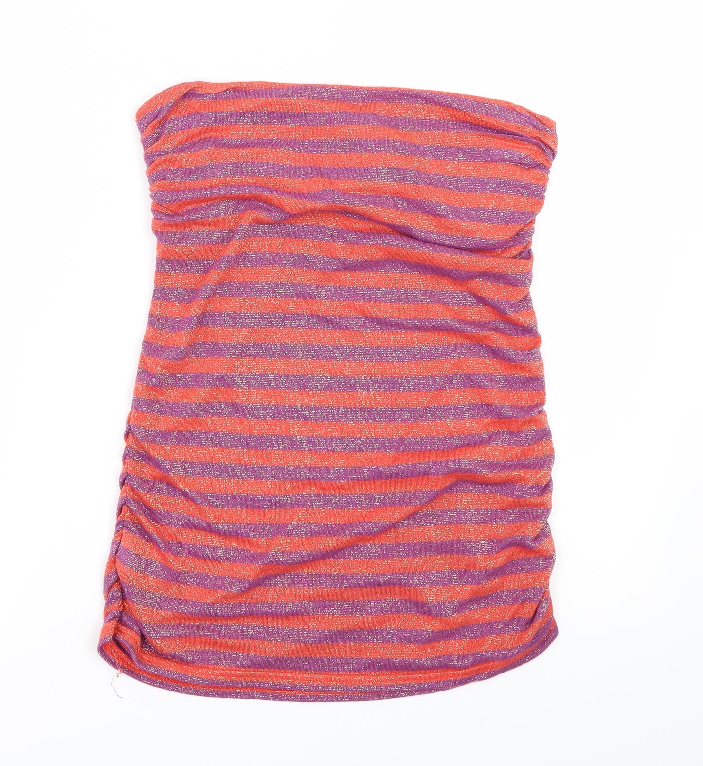 River Island Womens Orange Striped  Basic T-Shirt Size 10  - STRAPLESS