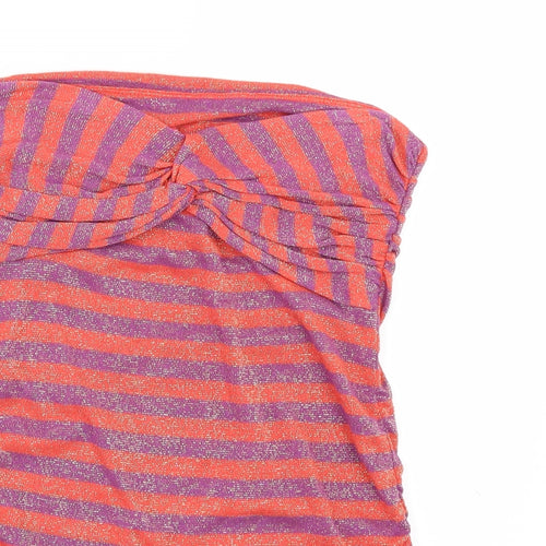 River Island Womens Orange Striped  Basic T-Shirt Size 10  - STRAPLESS