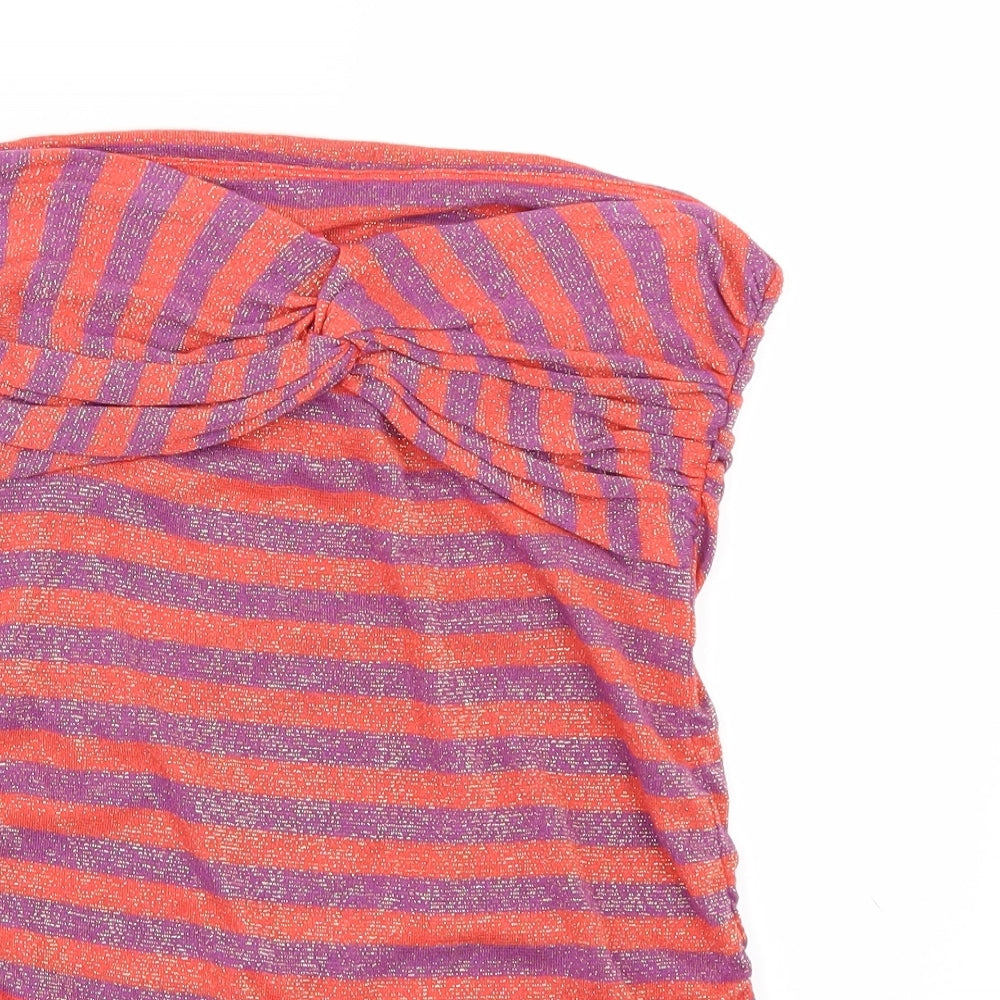 River Island Womens Orange Striped  Basic T-Shirt Size 10  - STRAPLESS