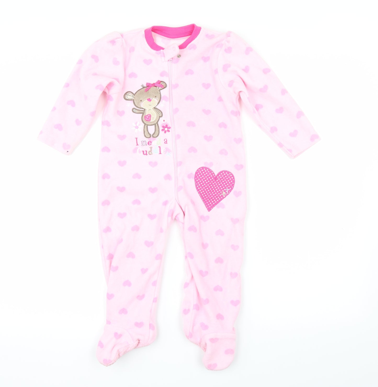 BHS Girls Pink Solid Fleece Kimono One Piece Size 12-18 Months