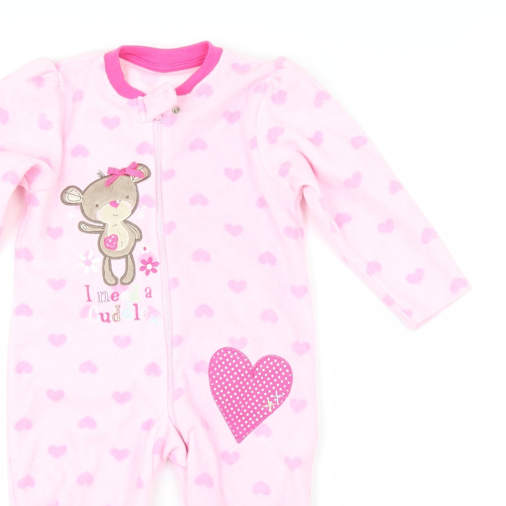 BHS Girls Pink Solid Fleece Kimono One Piece Size 12-18 Months