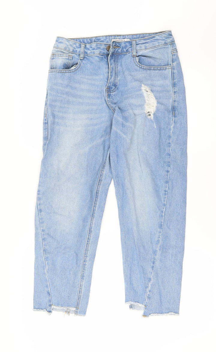 YENA Womens Blue Denim Cropped Jeans Size M L25 in