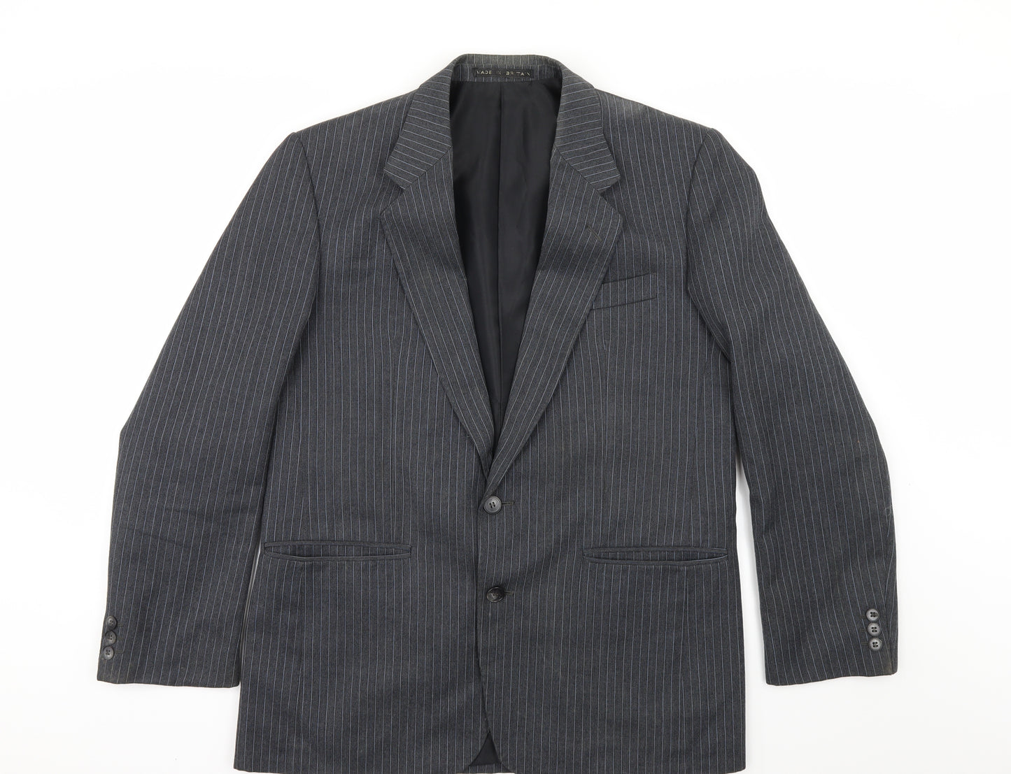 Hodges Mens Grey Striped  Jacket Suit Jacket Size 42