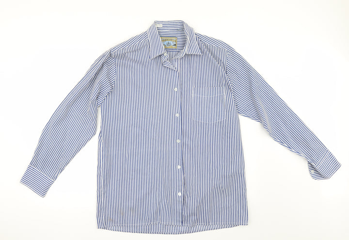 OLD ALEXANDER Mens Black Striped   Button-Up Size 15.5