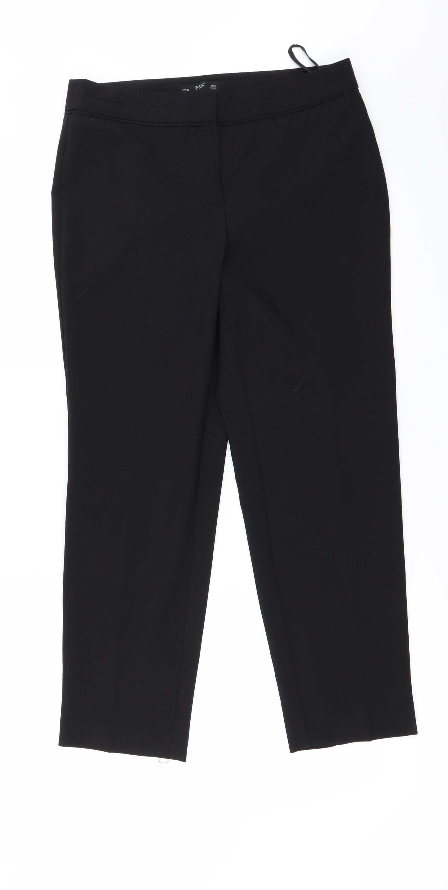 F&F Womens Black   Trousers  Size 8 L27 in