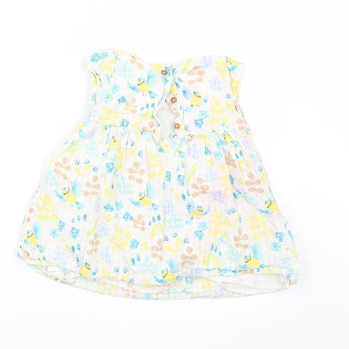 Marks and Spencer Girls White Floral  A-Line  Size 6-9 Months