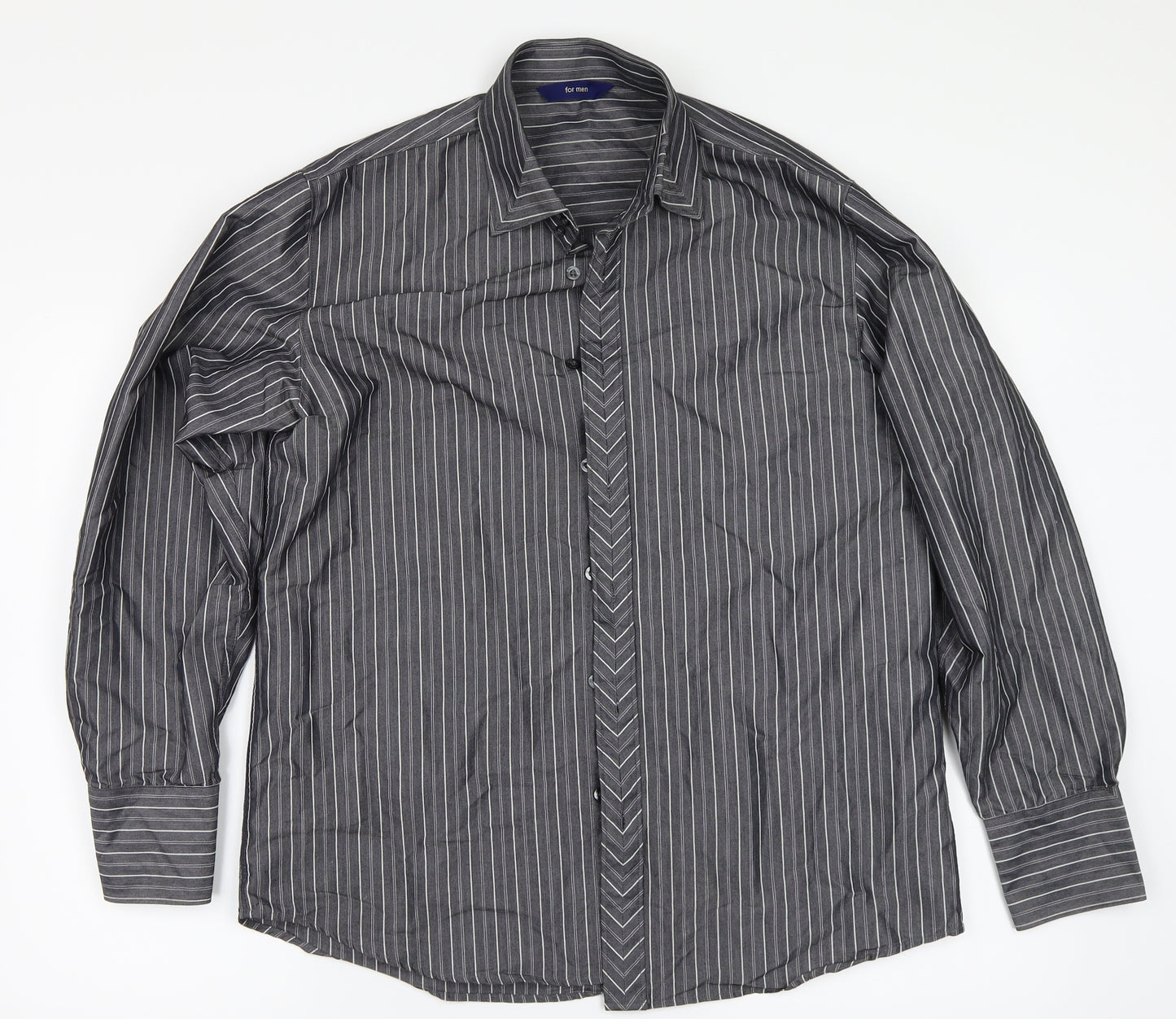 For Men Mens Black Striped   Button-Up Size M