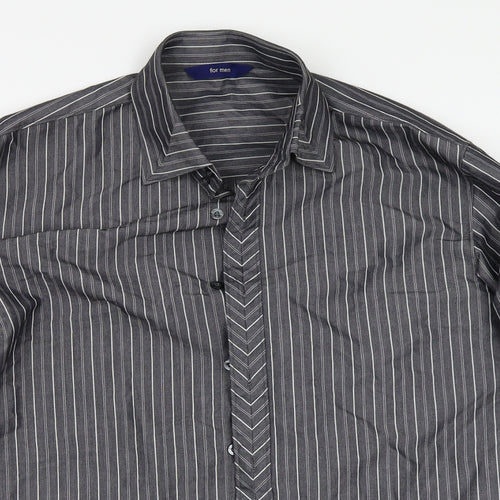 For Men Mens Black Striped   Button-Up Size M