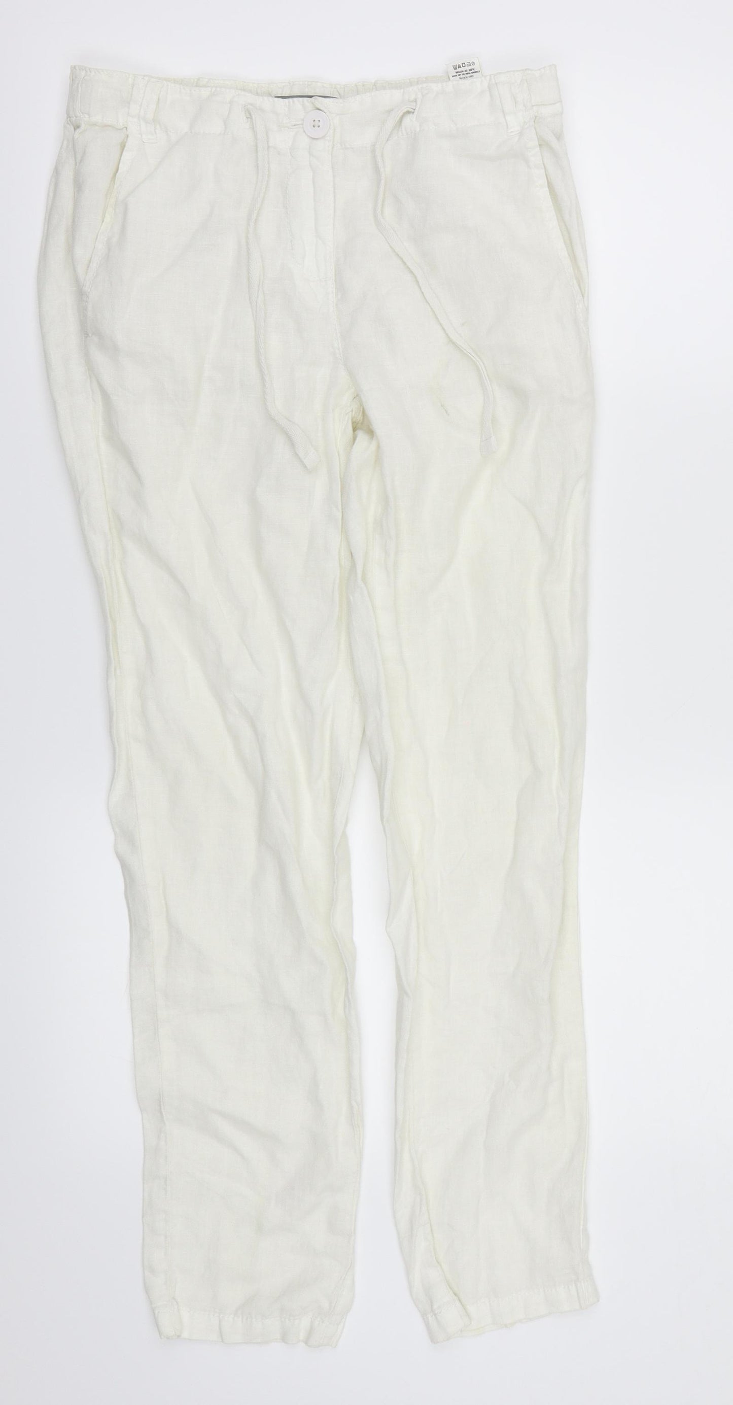 M&S Woman Womens White   Chino Trousers Size 6 L29 in