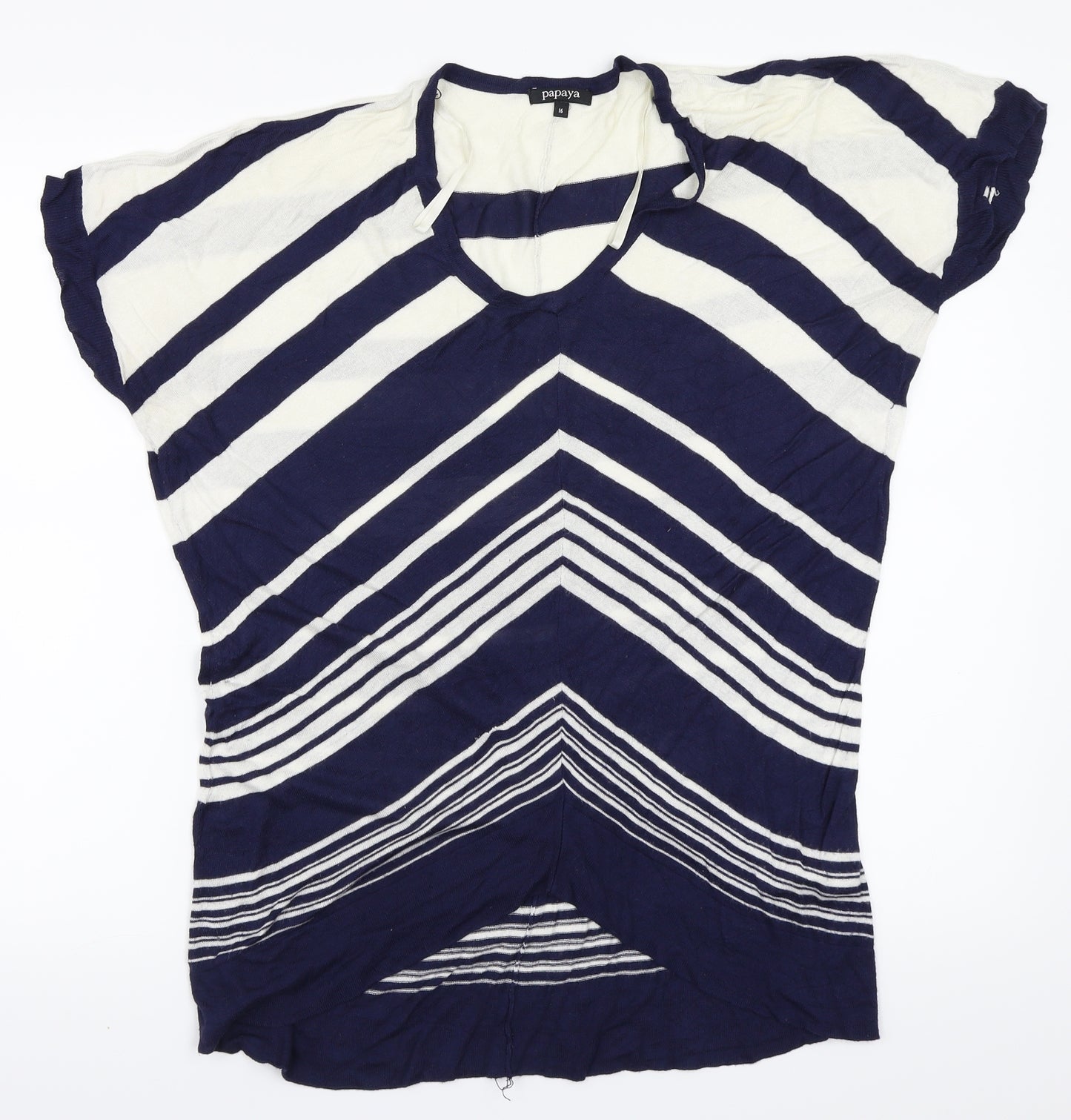 Papaya Womens Multicoloured Striped  Basic T-Shirt Size 16