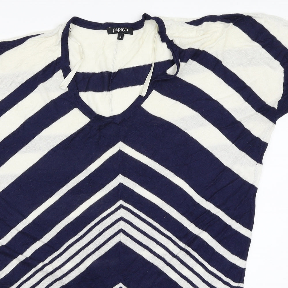 Papaya Womens Multicoloured Striped  Basic T-Shirt Size 16
