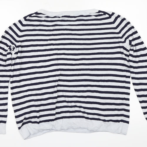L.O.G.G. Womens Grey Striped  Henley Sweatshirt One Size  - Size EUR-L