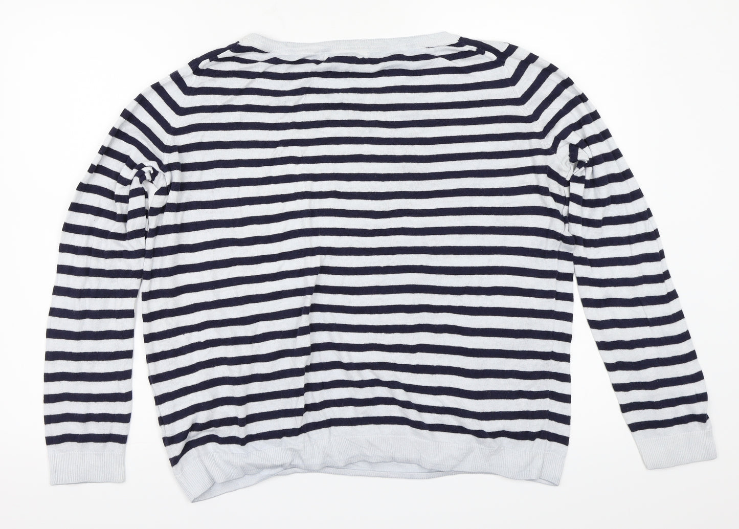 L.O.G.G. Womens Grey Striped  Henley Sweatshirt One Size  - Size EUR-L