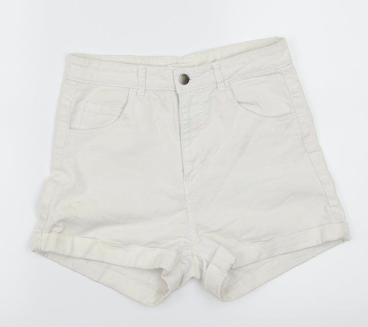 H&M Womens White   Hot Pants Shorts Size 10
