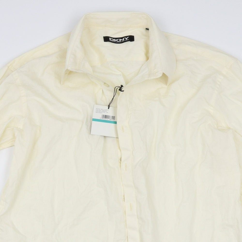 DKNY Mens Ivory    Button-Up One Size