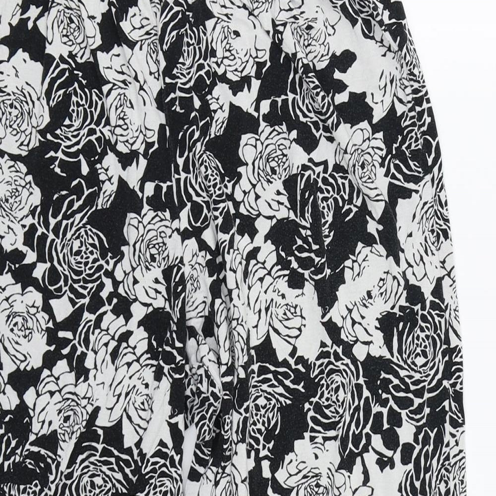 TU Womens Black Floral  Sweat Shorts Size 12