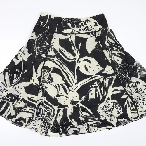 M&S Womens Black Floral  A-Line Skirt Size 12