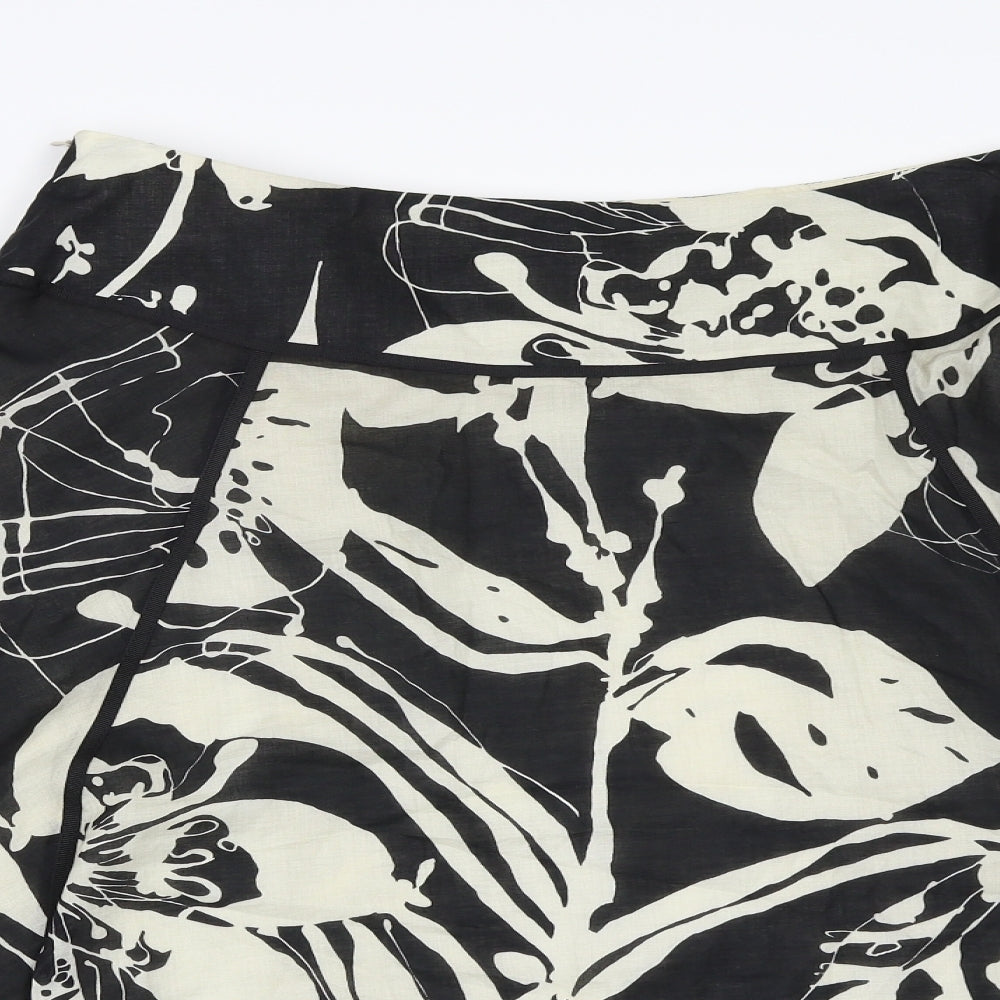 M&S Womens Black Floral  A-Line Skirt Size 12