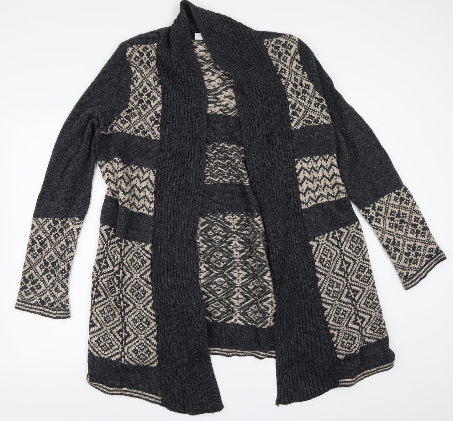 Rocha John Rocha Womens Grey Argyle/Diamond  Cardigan Jumper Size 16