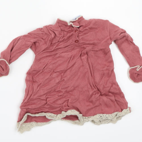 Preworn Girls Pink   Pullover Jumper Size 12-18 Months