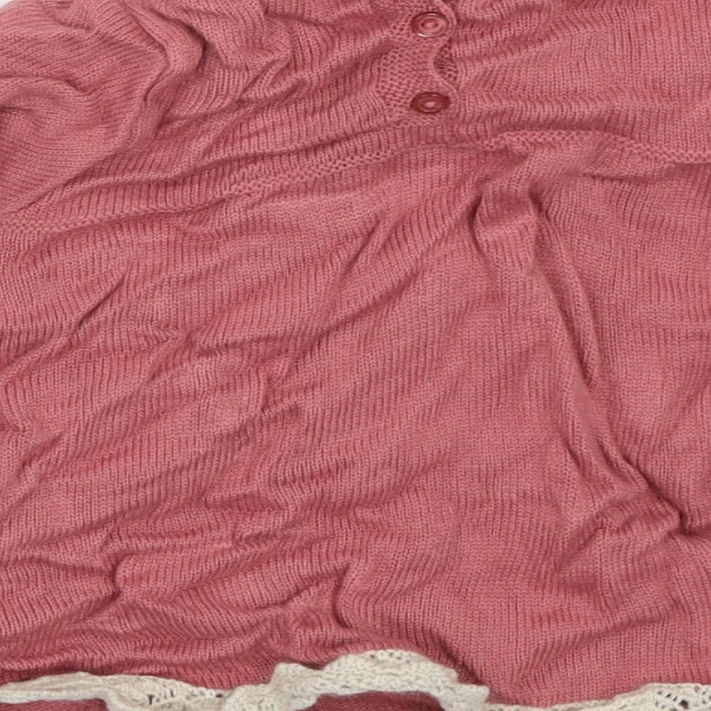 Preworn Girls Pink   Pullover Jumper Size 12-18 Months