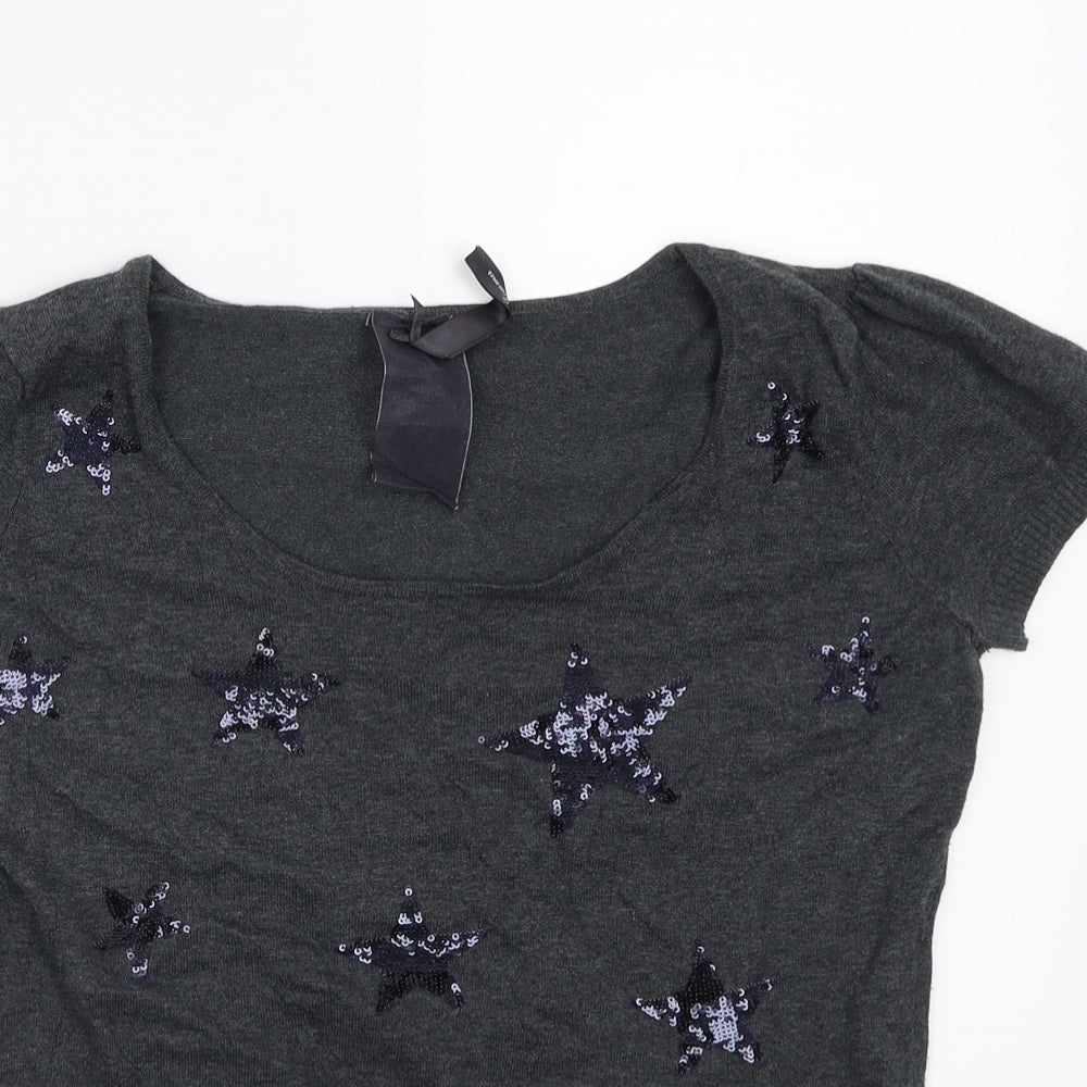 Evie Womens Grey   Basic Blouse Size 12