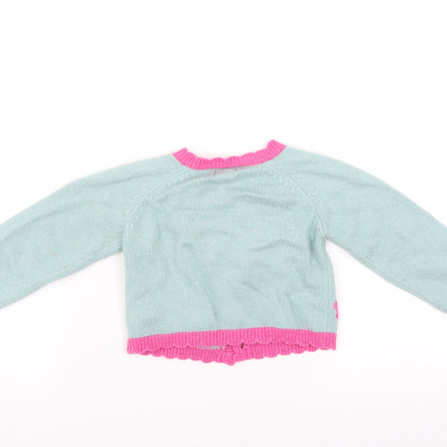 Monsoon Girls Green   Cardigan Jumper Size 12-18 Months  - Floral embroidery