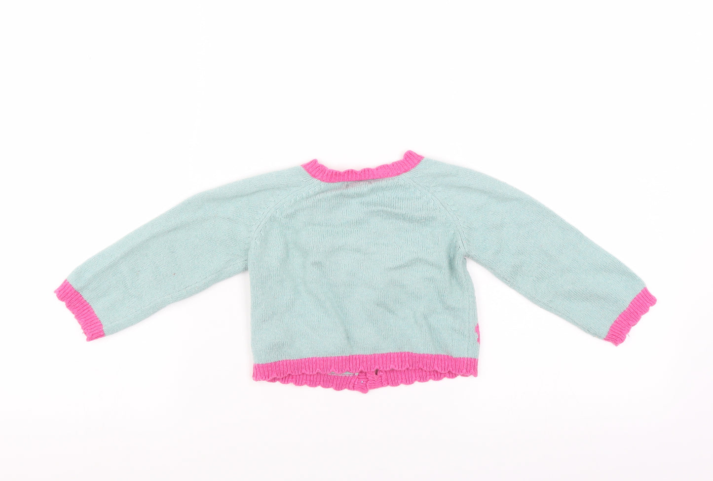 Monsoon Girls Green   Cardigan Jumper Size 12-18 Months  - Floral embroidery