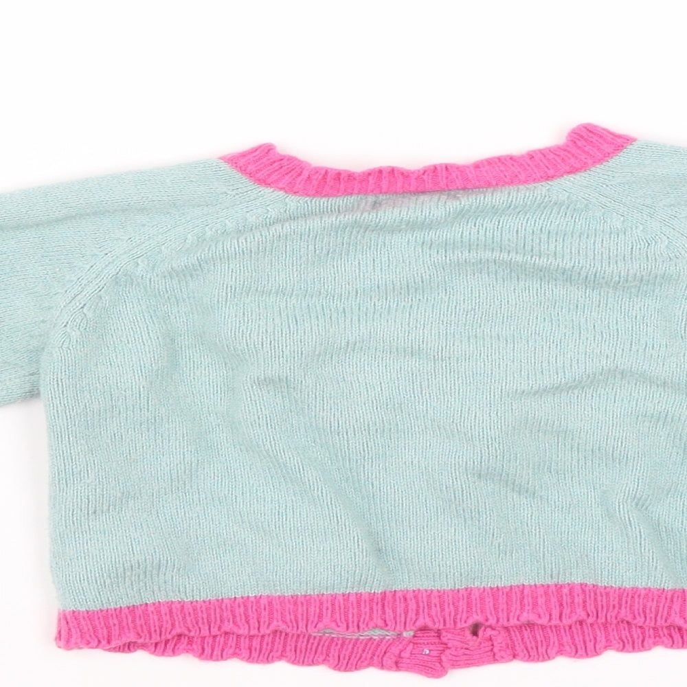 Monsoon Girls Green   Cardigan Jumper Size 12-18 Months  - Floral embroidery