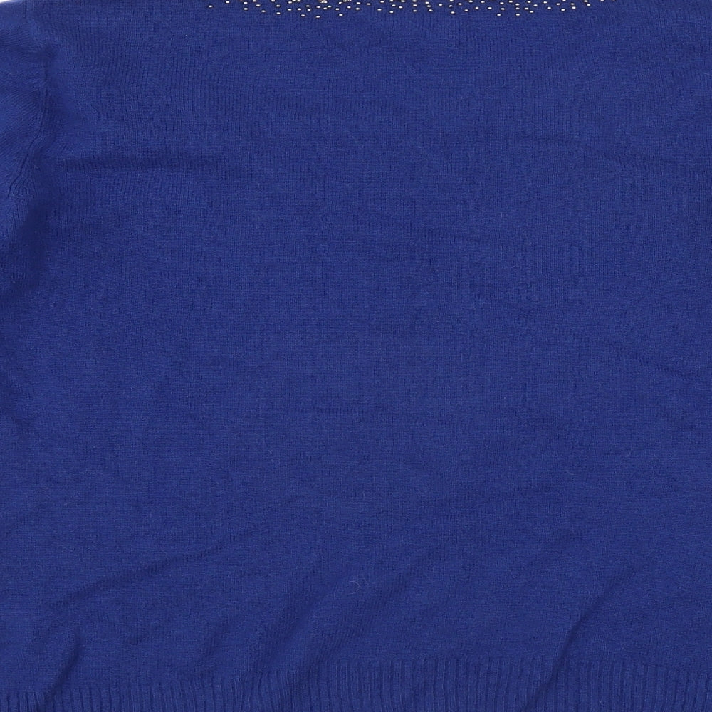 EAST Womens Blue   Pullover Jumper Size 12  - beaded neckline