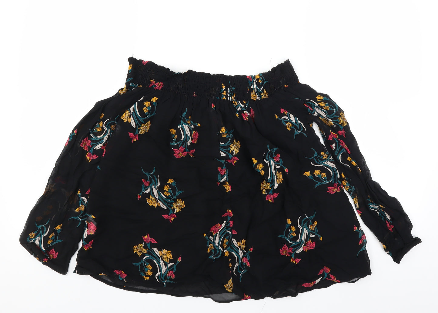 River Island Womens Black Floral  Basic Blouse Size 6