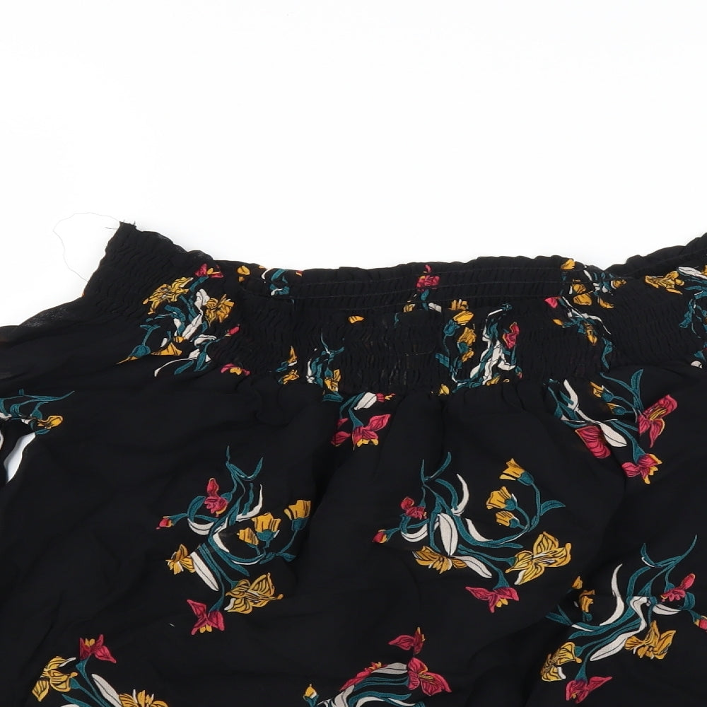River Island Womens Black Floral  Basic Blouse Size 6