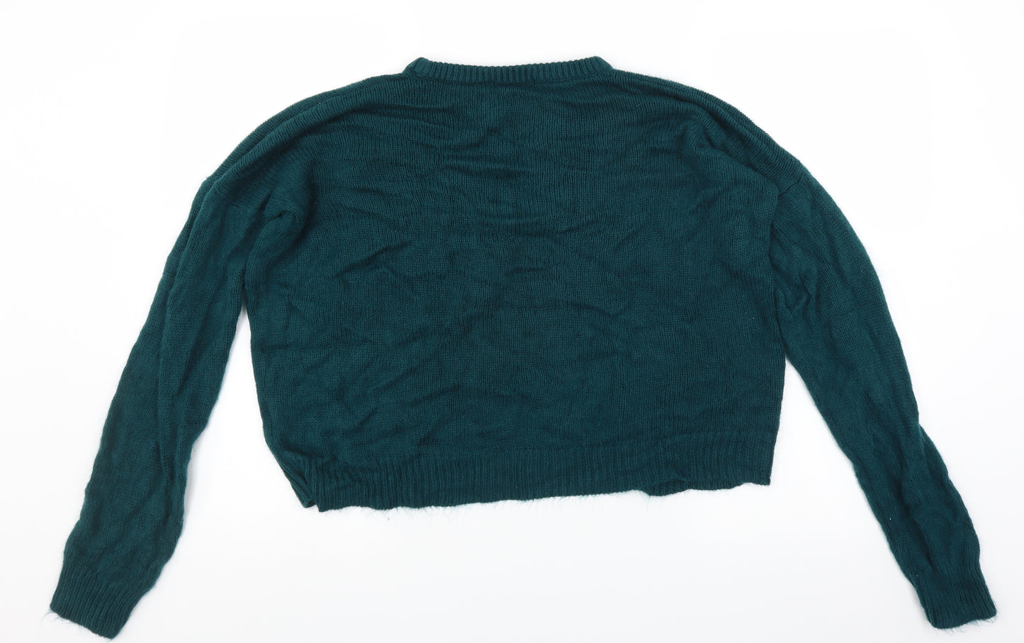 Brave Soul Womens Green   Pullover Jumper Size M  - Floral embroidery