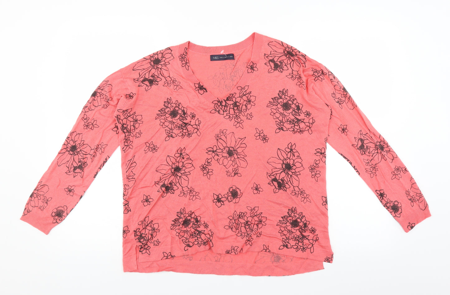 Marks and Spencer Womens Pink Floral  Pullover Jumper Size M