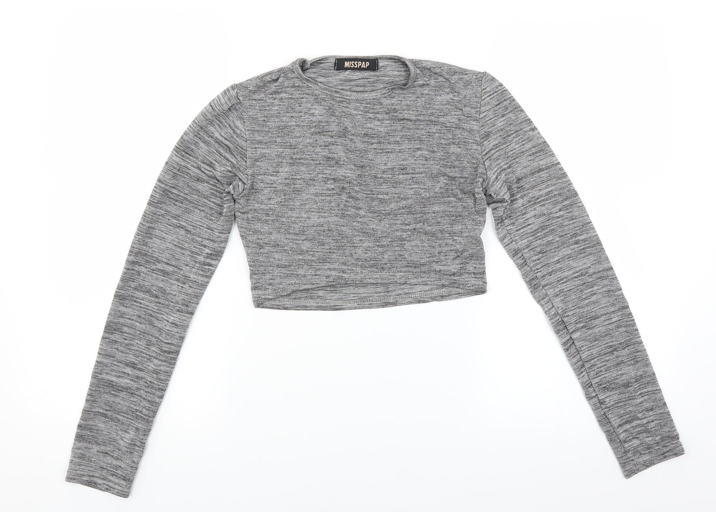 Misspap Womens Grey   Cropped T-Shirt Size S  - glittery cropped