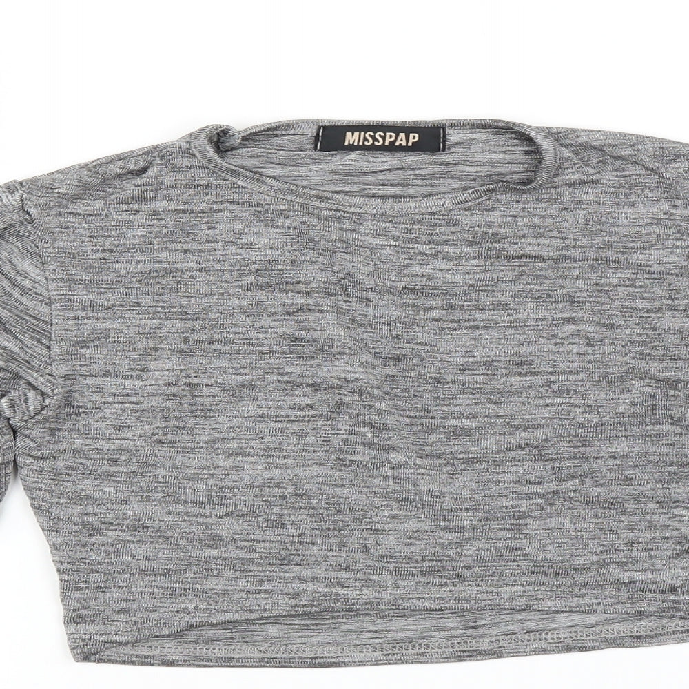 Misspap Womens Grey   Cropped T-Shirt Size S  - glittery cropped