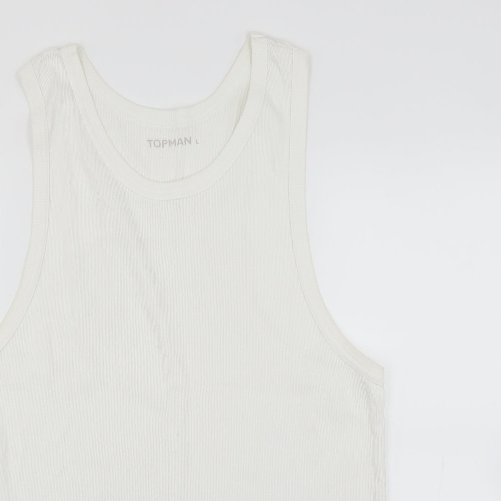 Topman Mens White    T-Shirt Size L  - Tank Vest