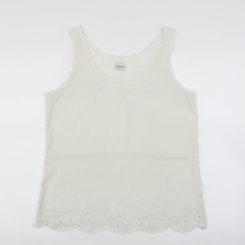 Jeanswest Womens Ivory   Basic Blouse Size 12  - Floral embroidery