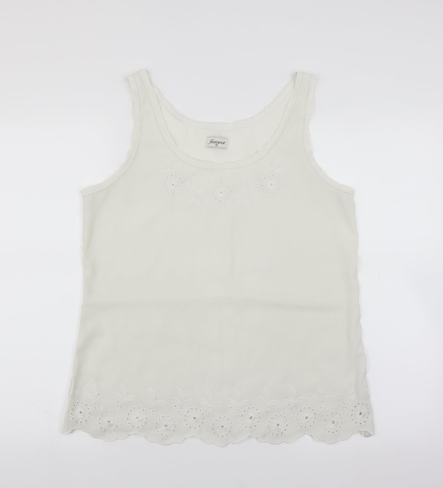Jeanswest Womens Ivory   Basic Blouse Size 12  - Floral embroidery