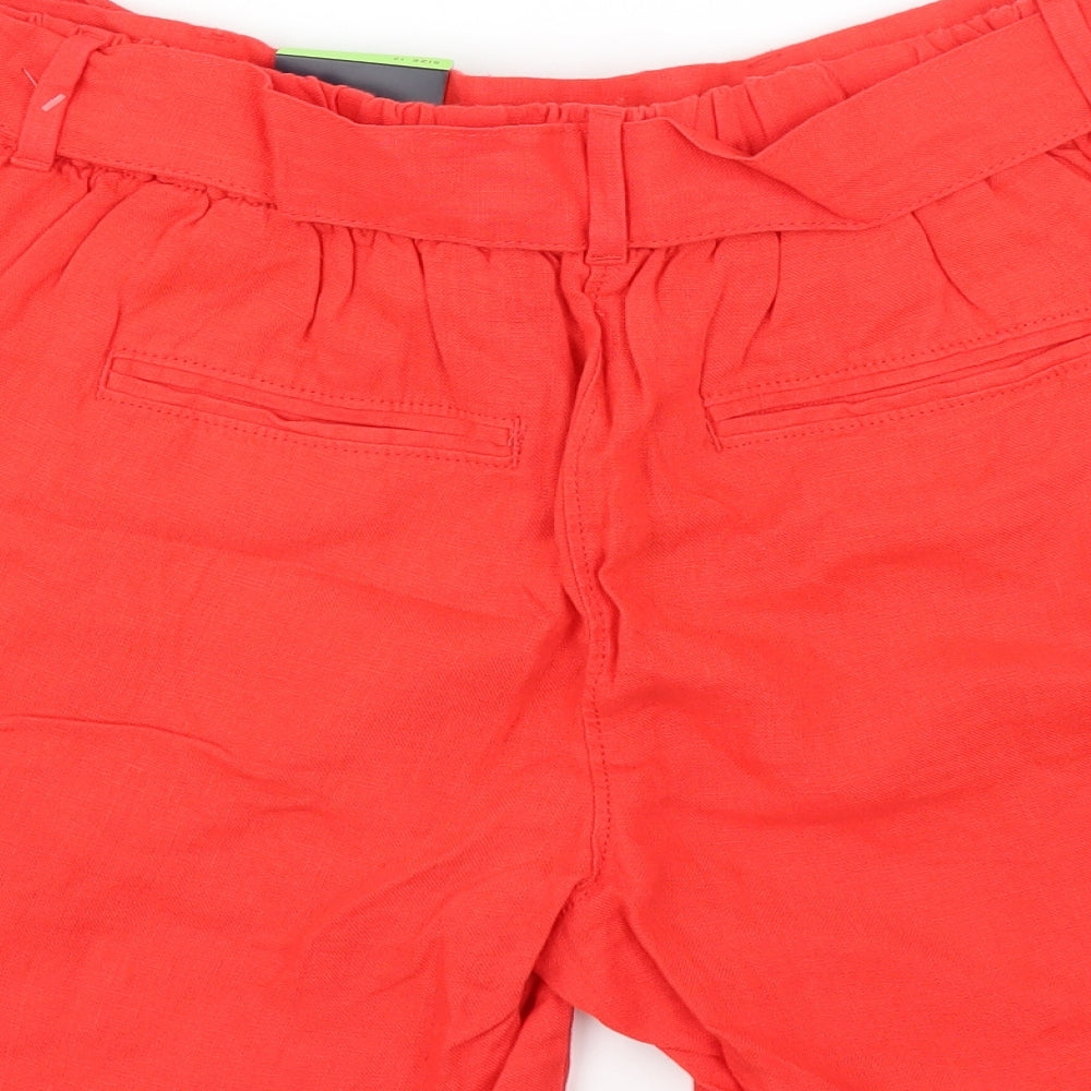 Marks and Spencer Womens Red   Bermuda Shorts Size 12 - belted