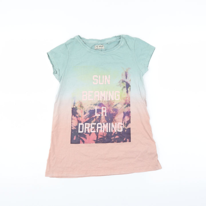 NEXT Girls Green   Basic T-Shirt Size 7 Years  - sun beaming la dreaming