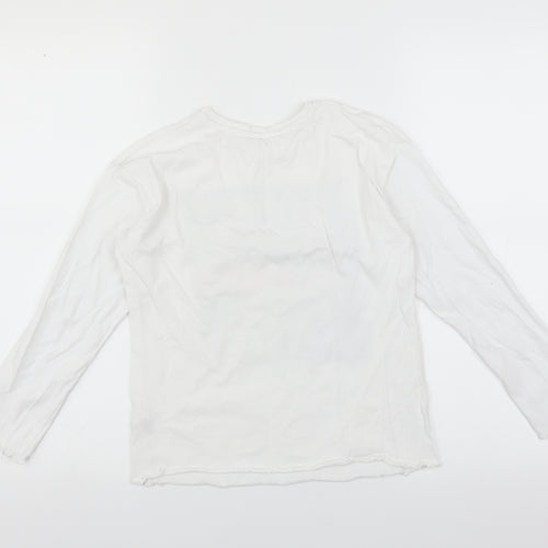 George Girls White   Basic T-Shirt Size 8-9 Years  - unicorn sleepy