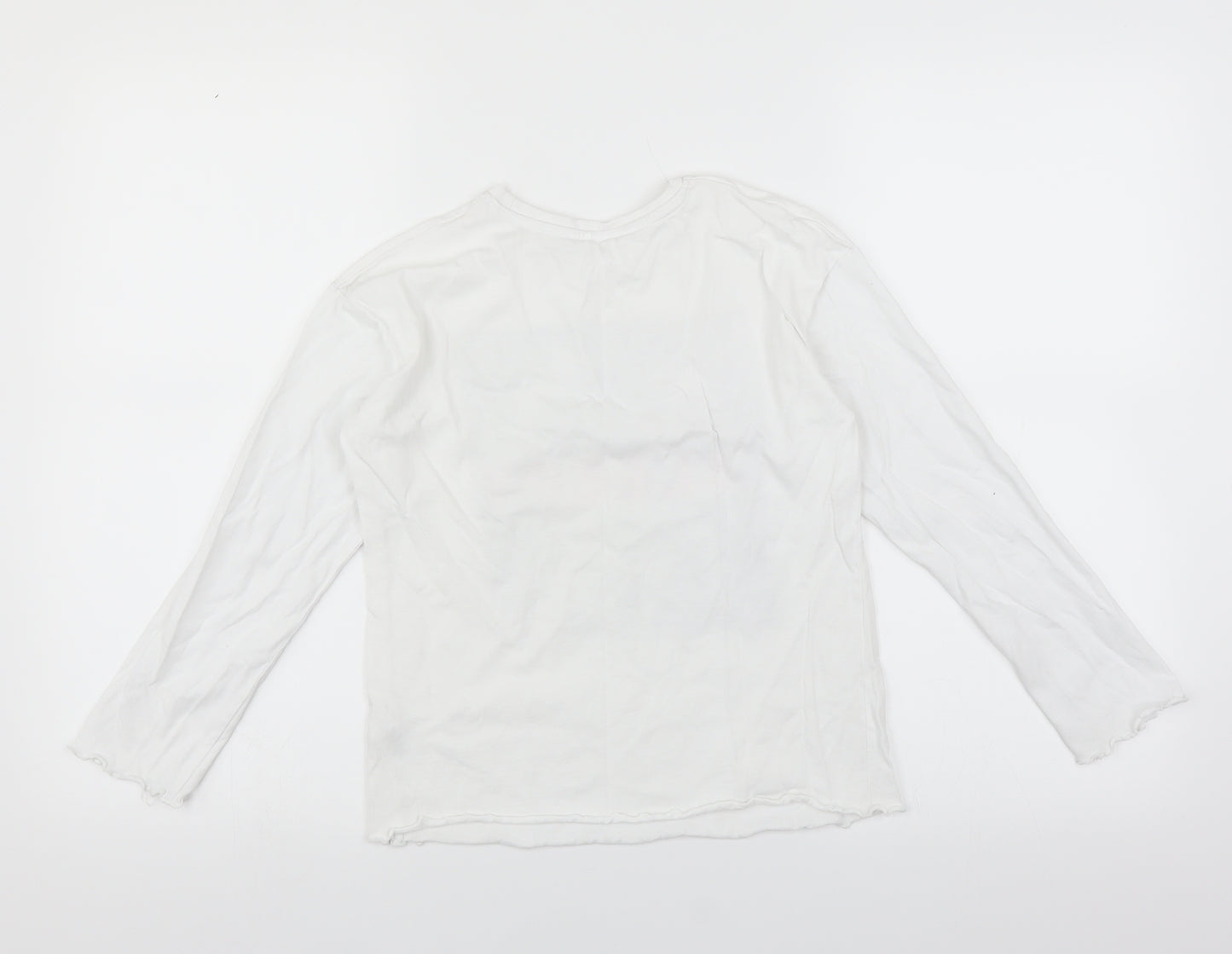 George Girls White   Basic T-Shirt Size 8-9 Years  - unicorn sleepy