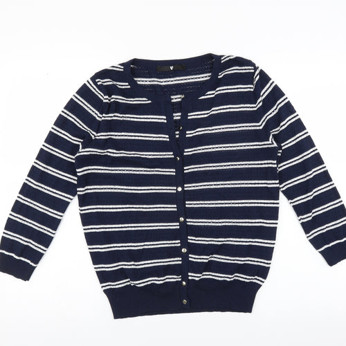 Very Womens Blue Striped  Cardigan Jumper Size 14