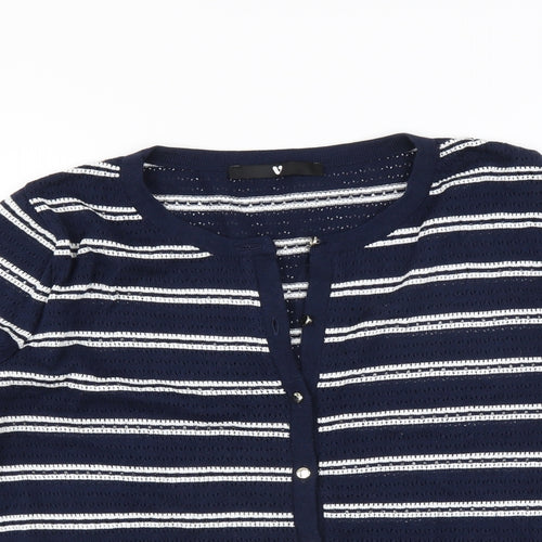 Very Womens Blue Striped  Cardigan Jumper Size 14