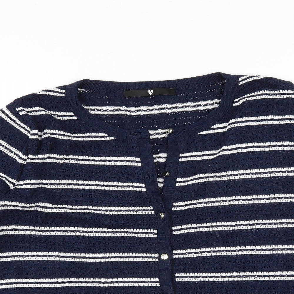 Very Womens Blue Striped  Cardigan Jumper Size 14