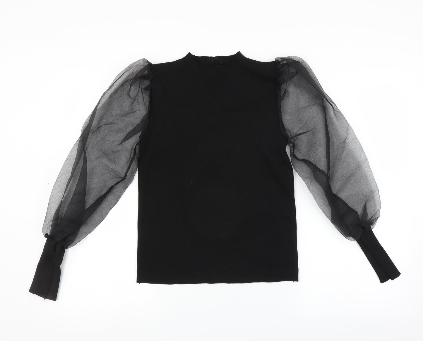 Boohoo Womens Black   Pullover Jumper Size L  - sheer sleeves